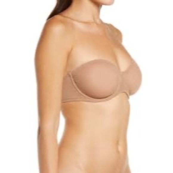 SKIMS Ultra Fine Mesh Strapless Bra Underwire Convertible 44C Clay - Picture 11 of 16